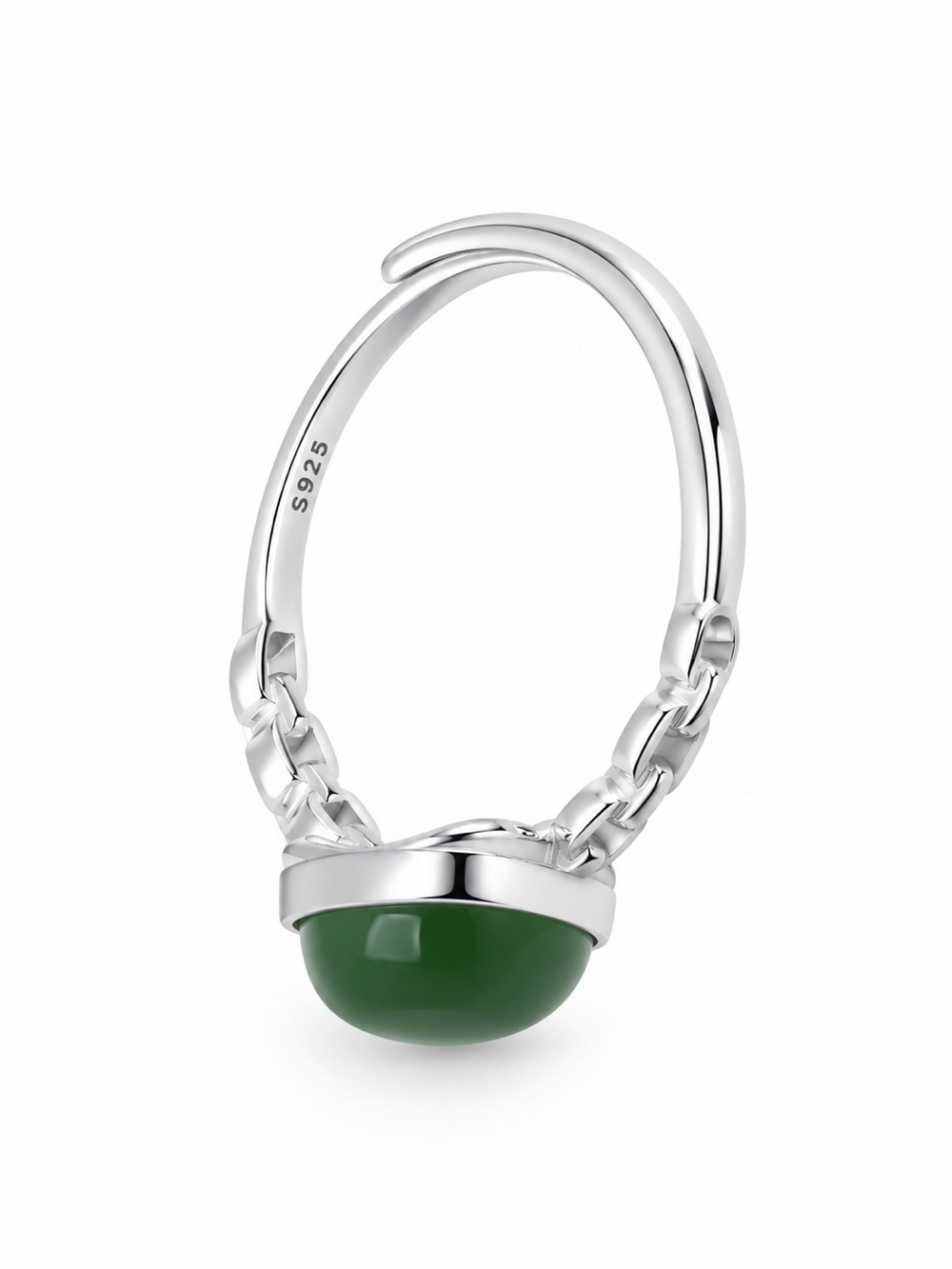 Jade Chain Link Ring (S925) R83 - Picture 3 of 3